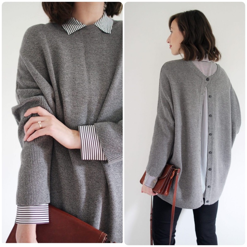 VETTA Oversize Grey Sweater Cardigan Size XS
